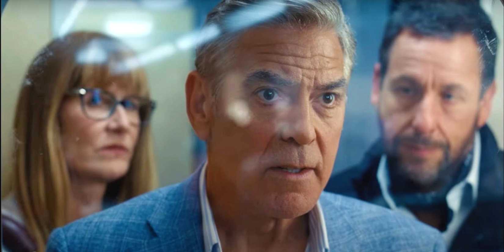 George Clooney, Laura Dern, and Adam Sandler in Jay Kelly