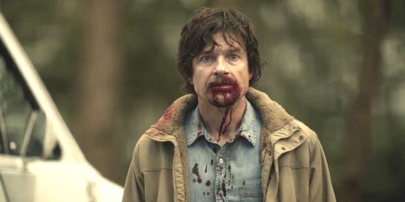 Terry (Jason Bateman) with blood around his mouth in The Outsiders