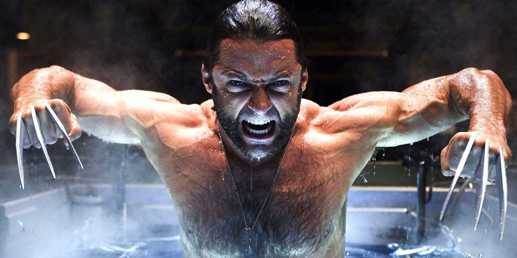 Hugh Jackman como Wolverine na cena de teste de arma X