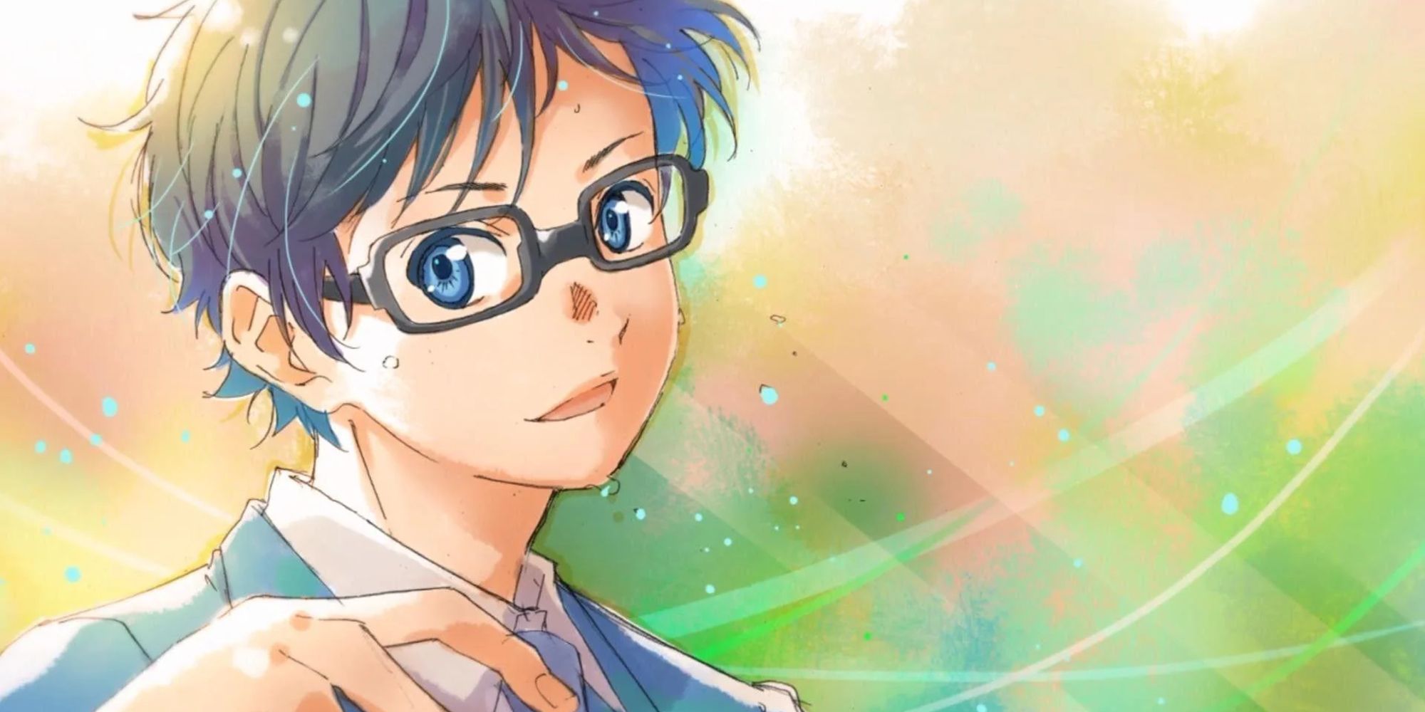 Close-up shot of Kousei playing the piano in Your Lie in April.