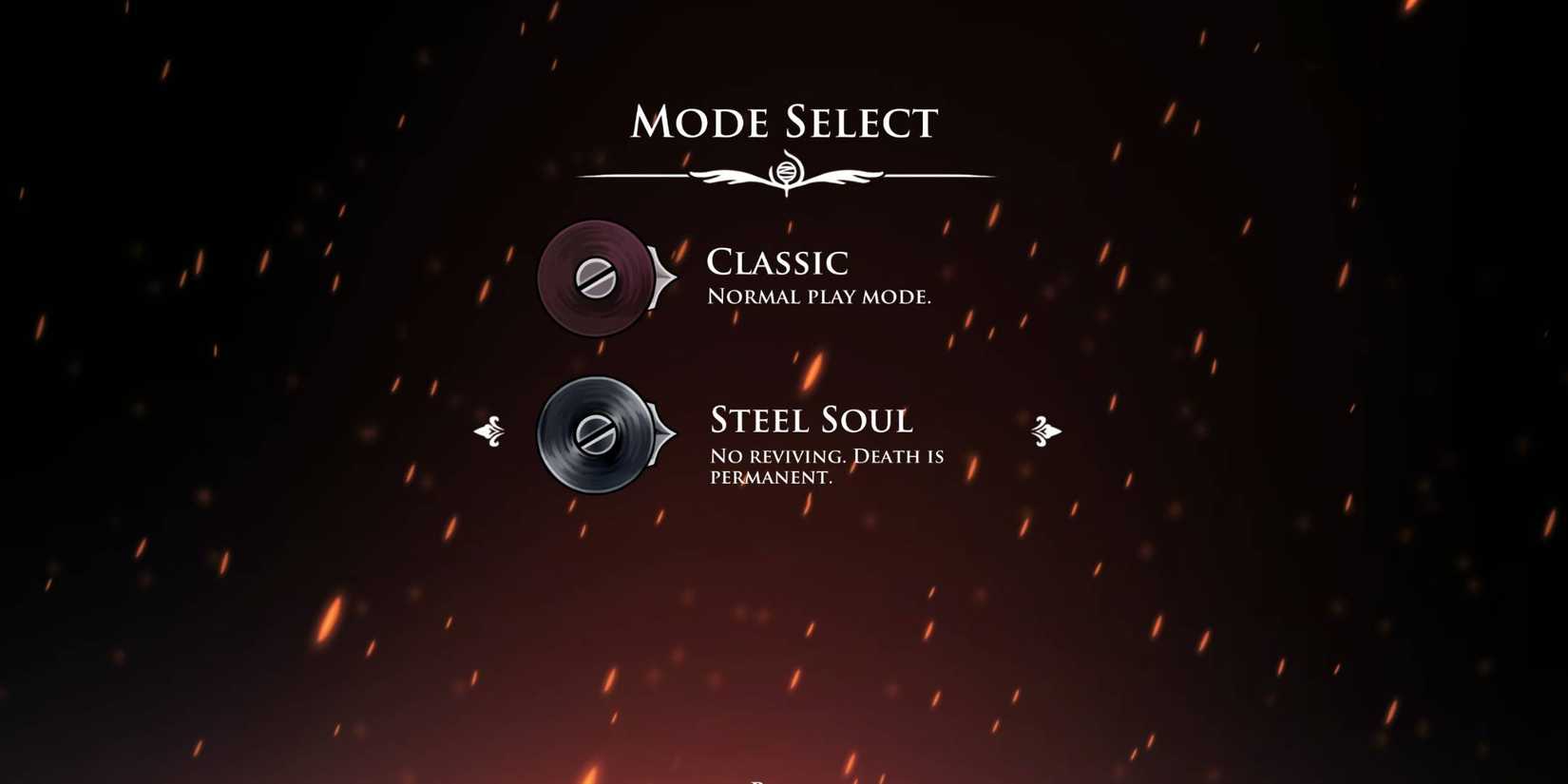 Silksong Mode Select main menu