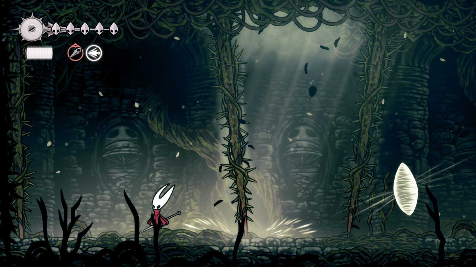 Hornet dodging spikes in the Sister Splinter fight