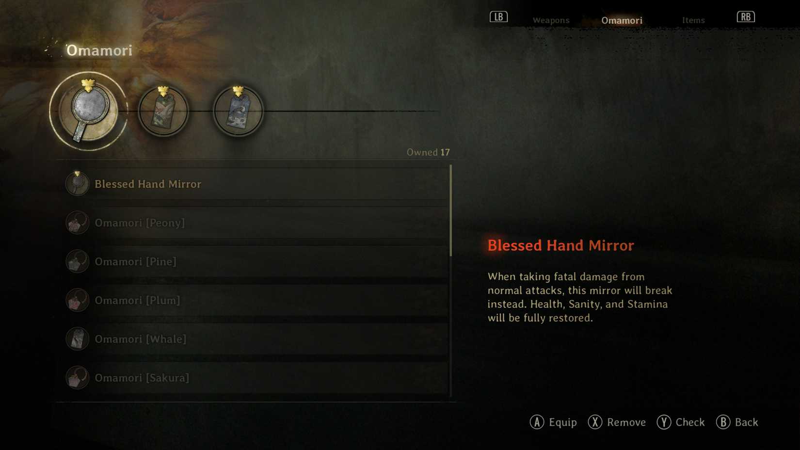 Blessed Hand Mirror item that protects from fatal damage in Silent Hill f