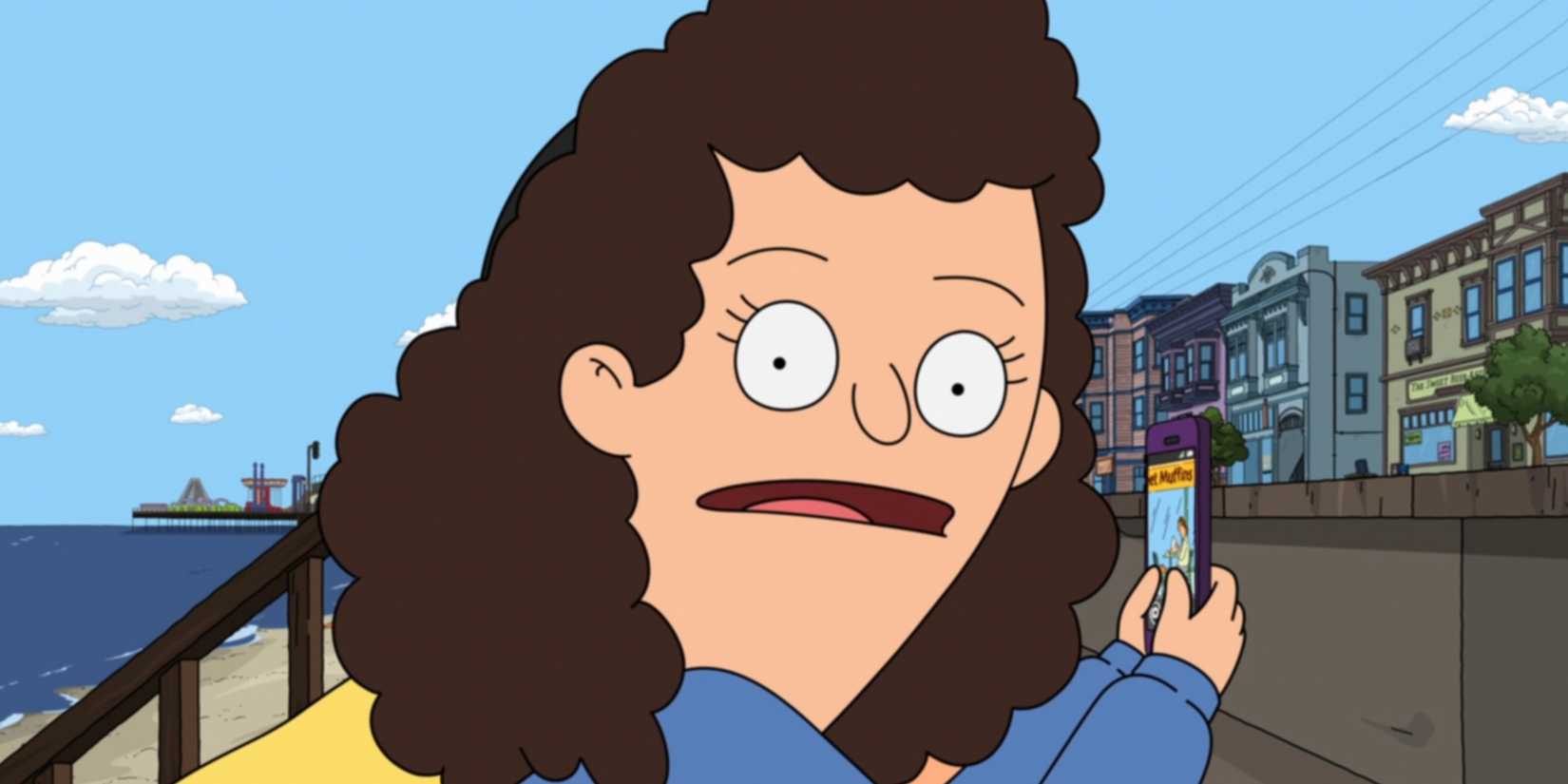 5th Grade Megan stares at the camera on the wharf in Bob's Burgers season 15