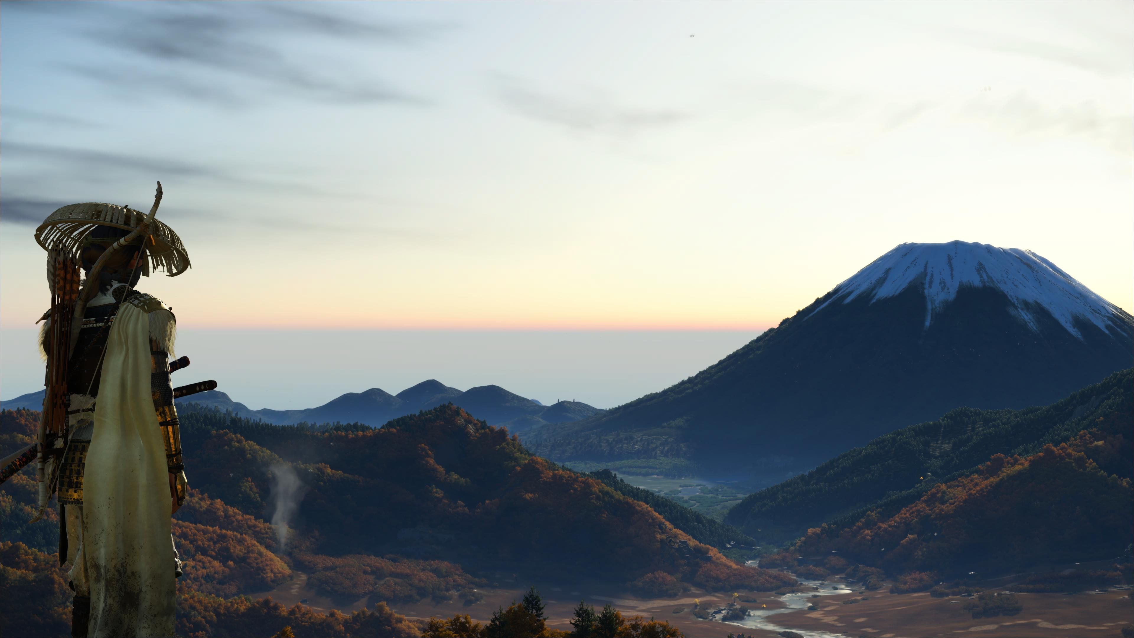 Atsu osserva Ezo con Mount Yotei sullo sfondo
