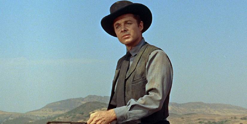 A man looks down from a horse in No Name On The Bullet