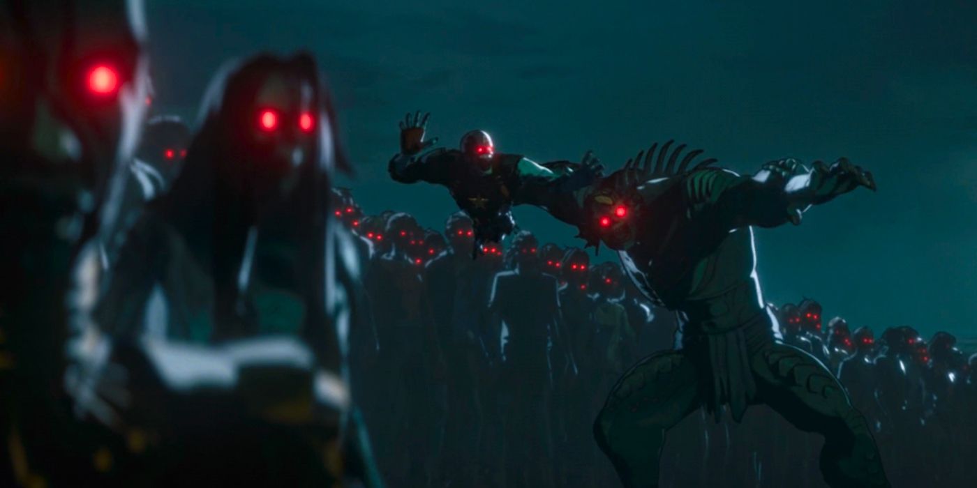 Abominável arremessando o Capitão América em uma cena de batalha intensa em Marvel Zombies.