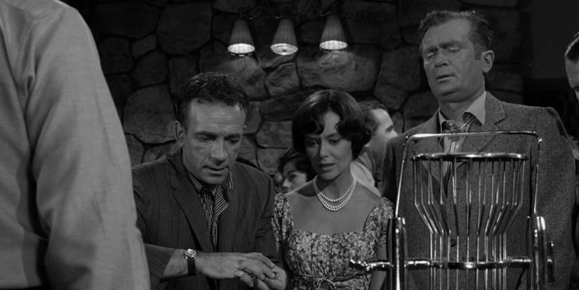 Ace (Dane Clark), Kitty (Christine White), and Jimbo (Buddy Ebsen) playing roulette in The Prime Mover in The Twilight Zone.