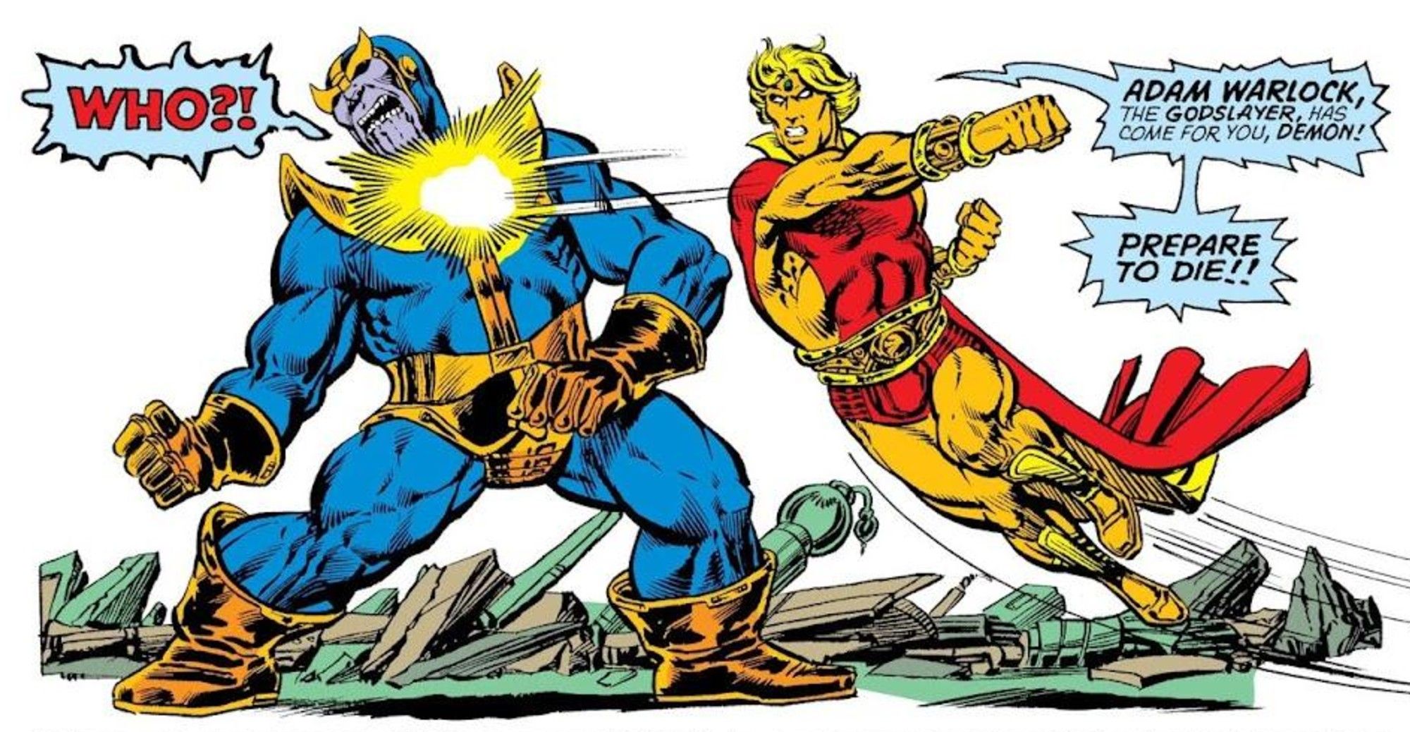 ADAM WARLOCK PUNCHES THANOS