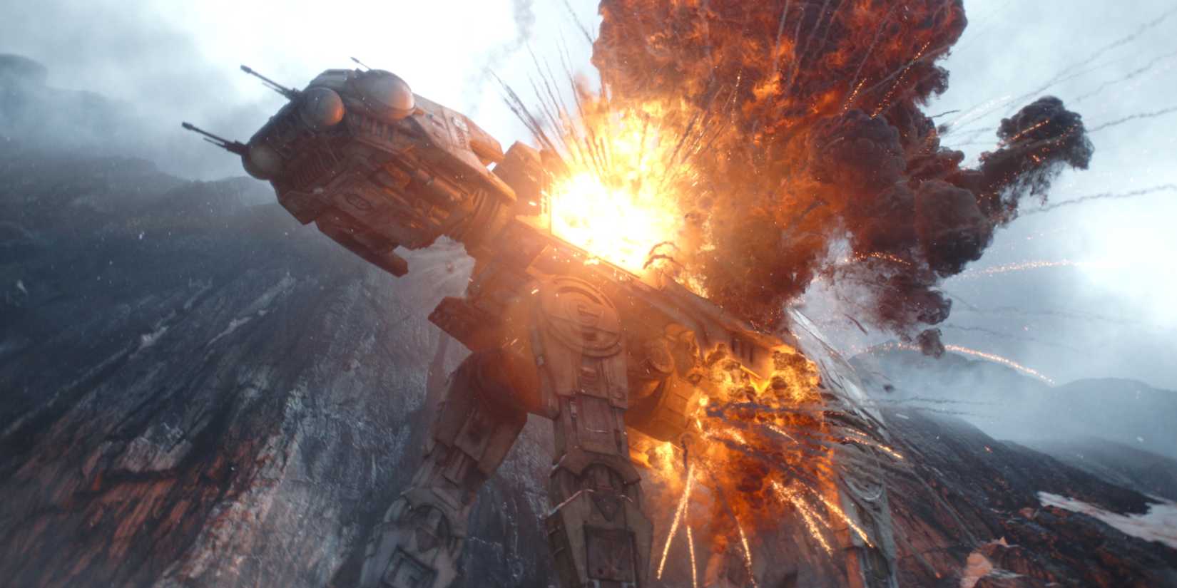 An AT-AT Exploding In The Mandalorian