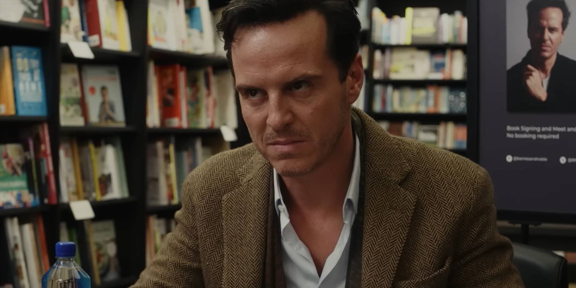 Andrew Scott signs books in Wake Up Dead Man