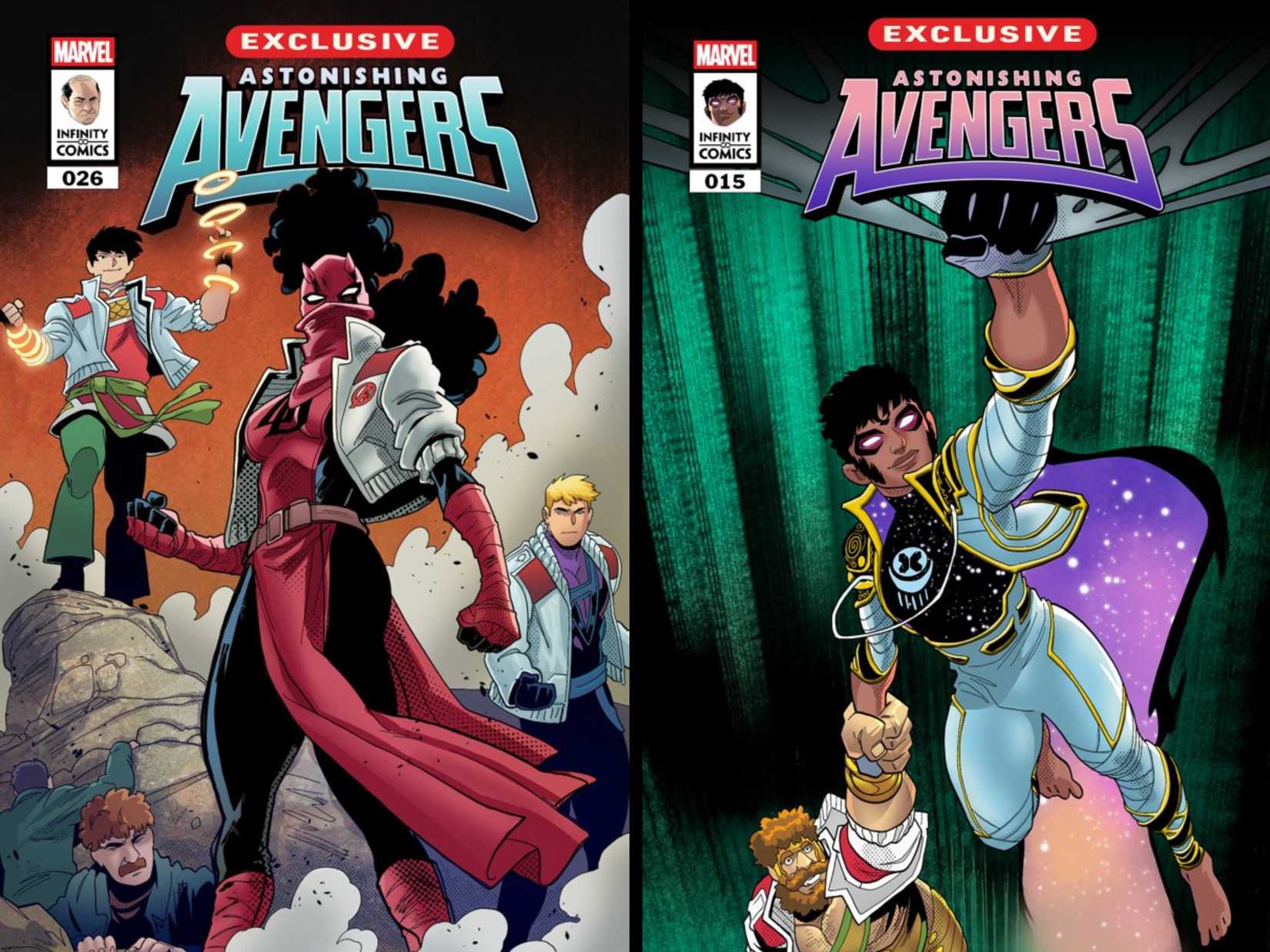 astonishing avengers comic covers showing new team recruits