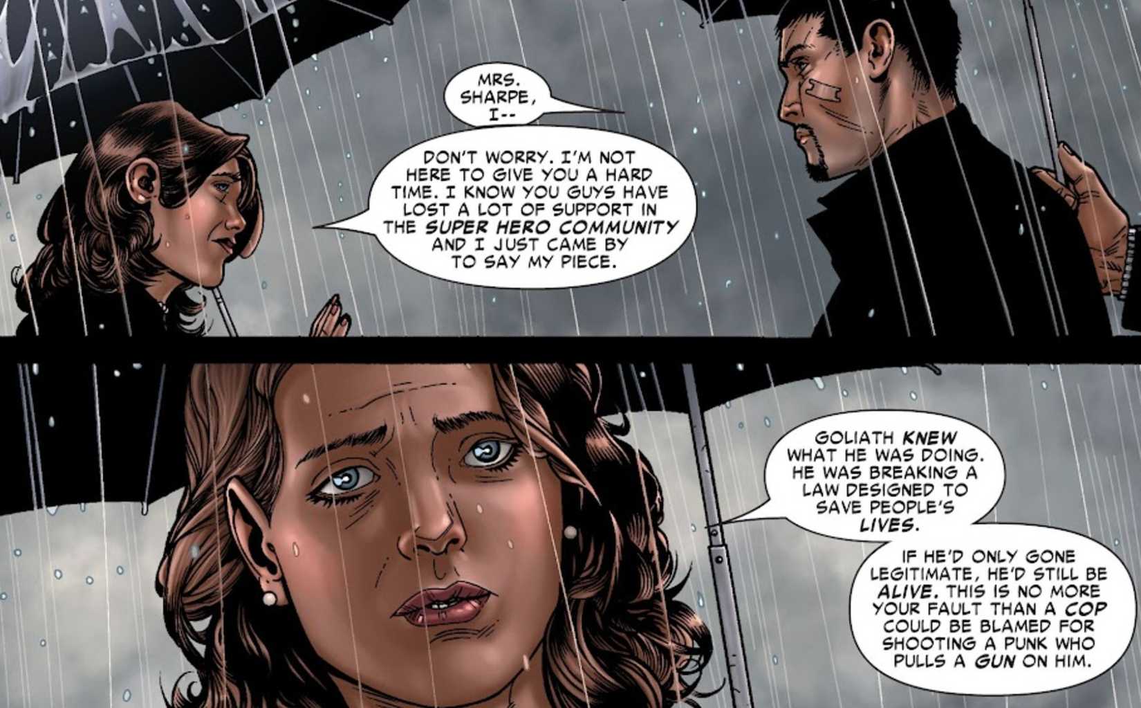 avengers civil war moment where goliath's death is compared to a police shooting