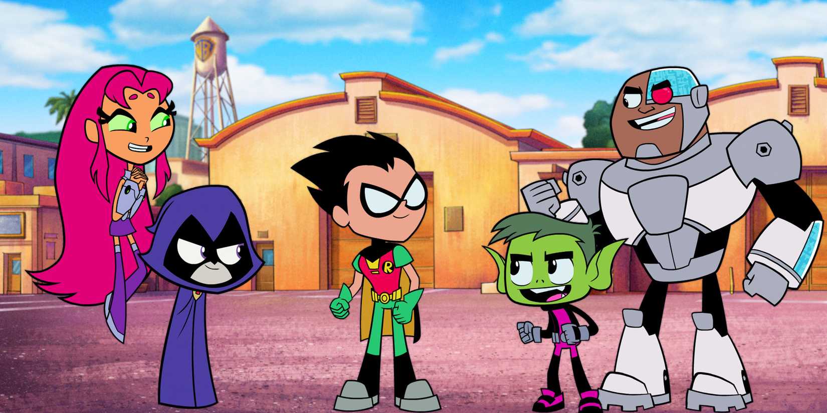 Mutano, Robin, Ciborgue, Ravena e Estelar de Teen Titans Go to the Movies.
