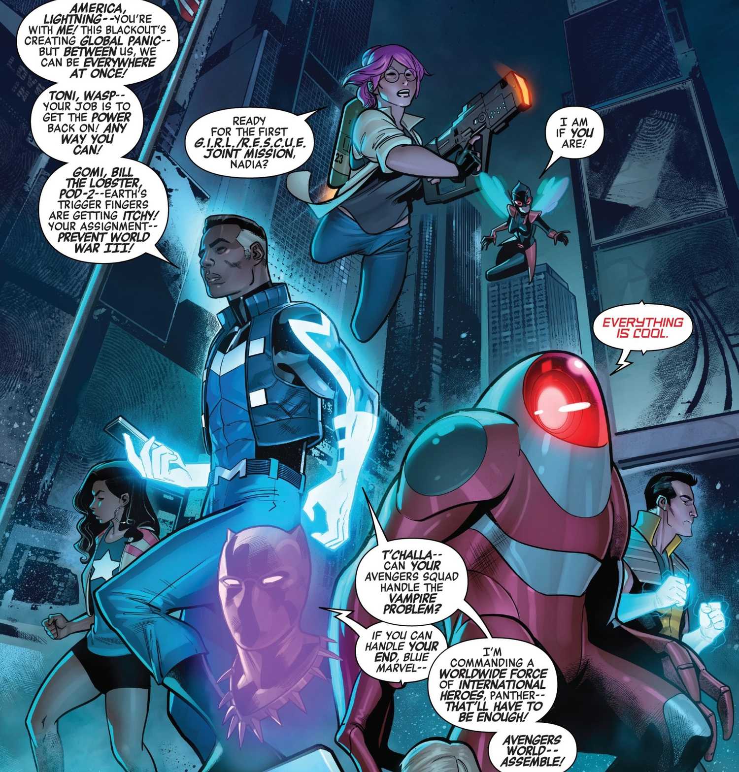 black marvel commands the avengers world team