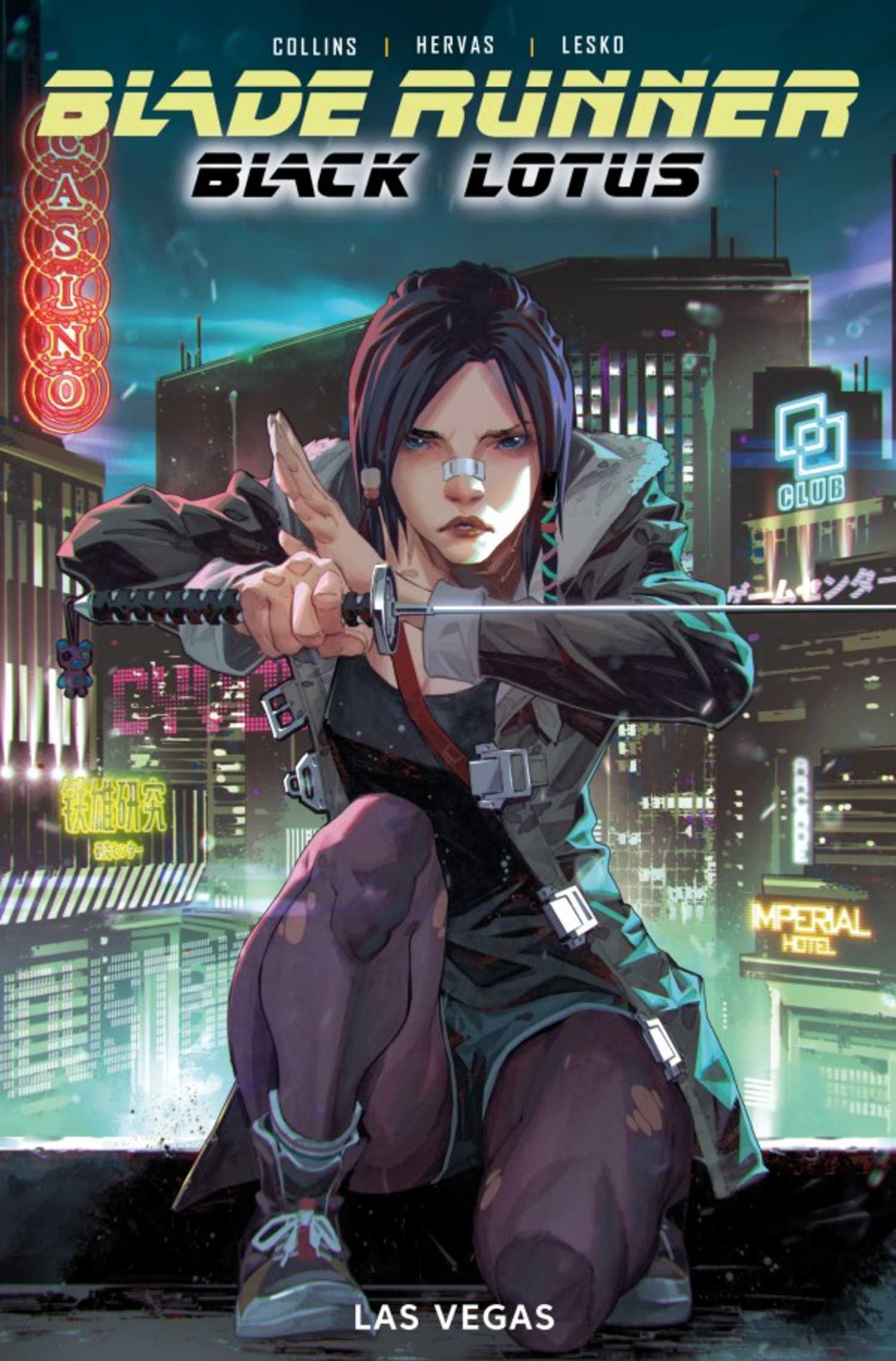 Blade Runner Black Lotus Las Vegas #1 cover, Elle crouching with a samurai sword