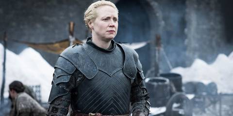Brienne Of Tarth looking confused and concerned In Game Of Thrones Season 8
