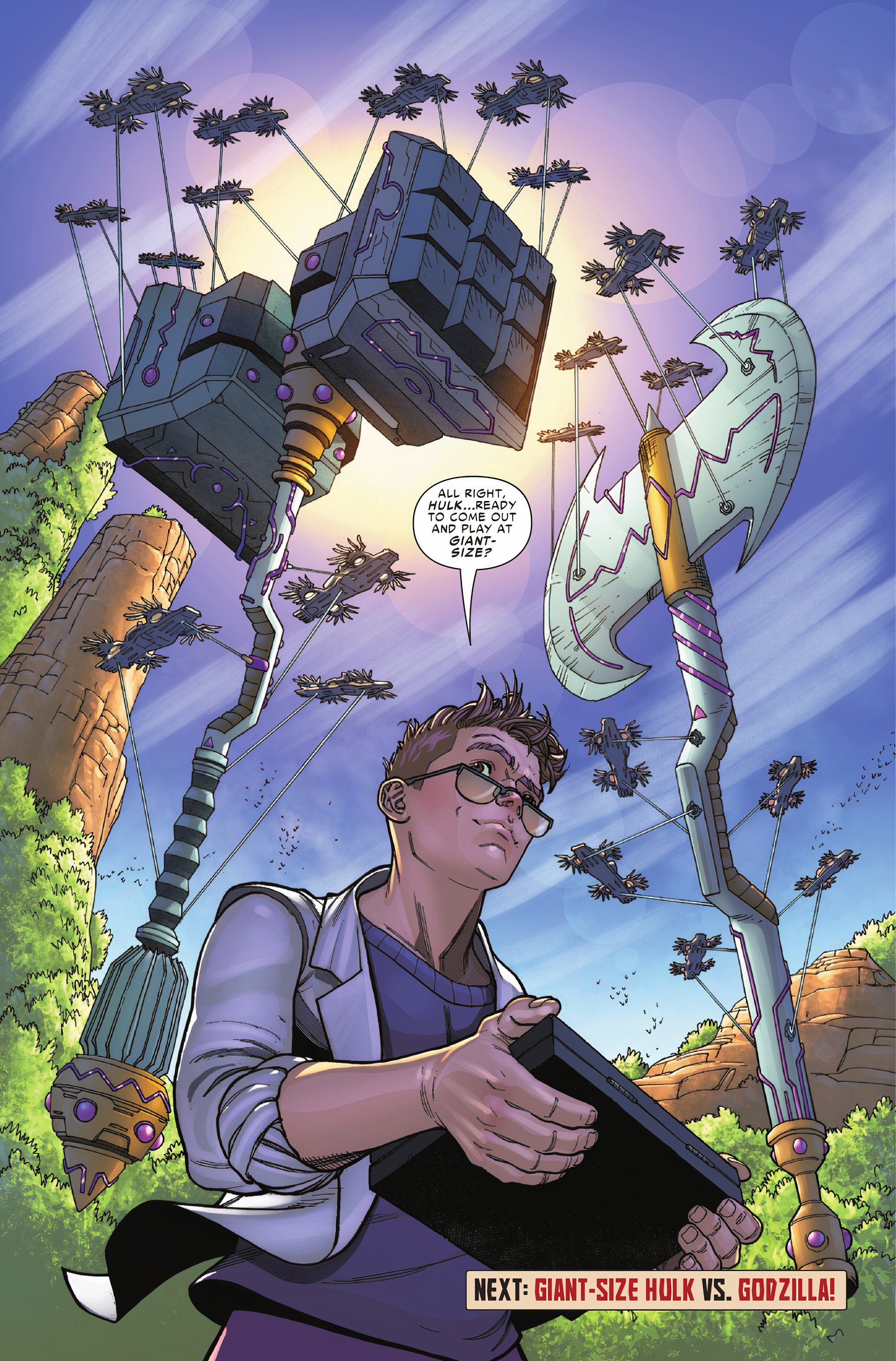 Bruce Banner osserva armi in vibranio