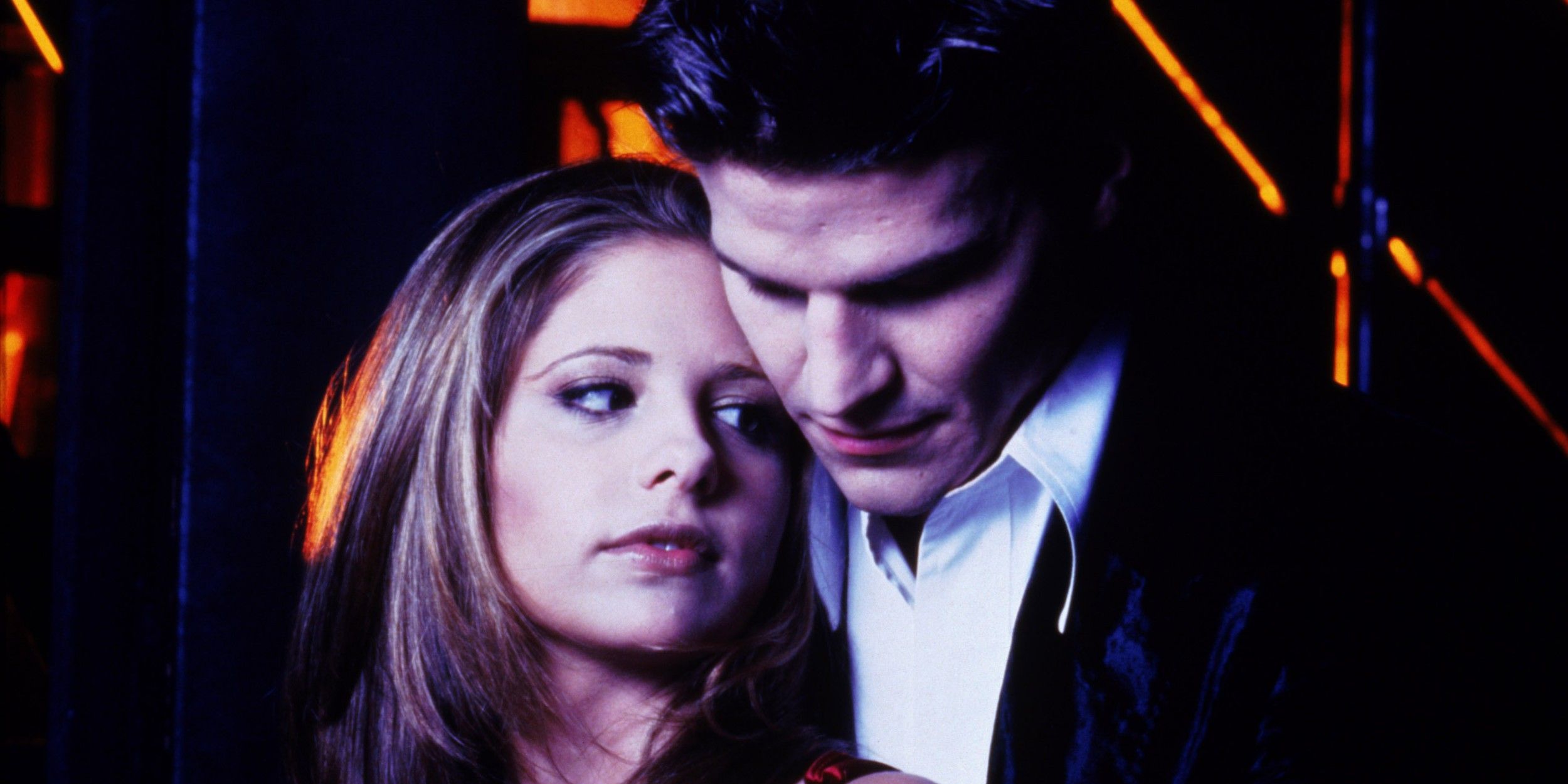 Sarah Michelle Gellar as Buffy and David Boreanaz as Angel in Buffy The Vampire Slayer