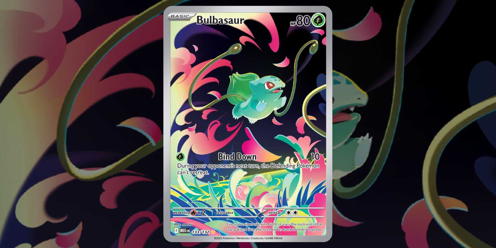 Bulbasaur illustration rare card 133 of Pokemon TCG Mega Evolution
