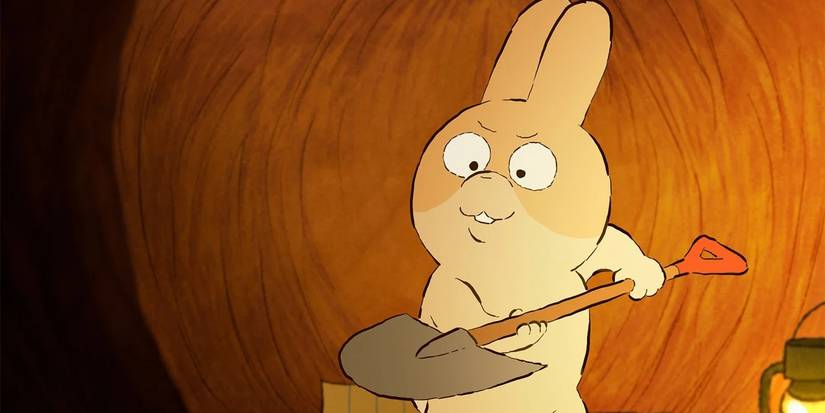 The rabbit in Pixar's Burrow with a shovel