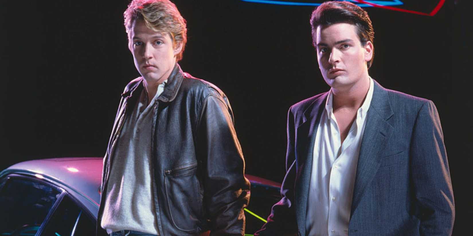 Charlie Sheen as Ted and D. B. Sweeney as Benjy in a promo image from No Man's Land