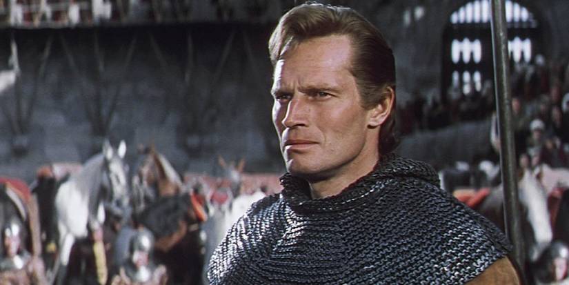 Charlton Heston wears armor in El Cid