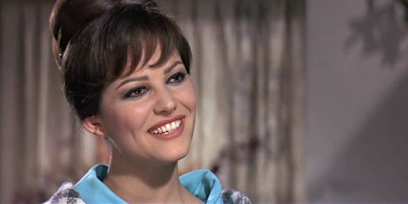 Claudia Cardinale smiles in a scene from The Pink Panther