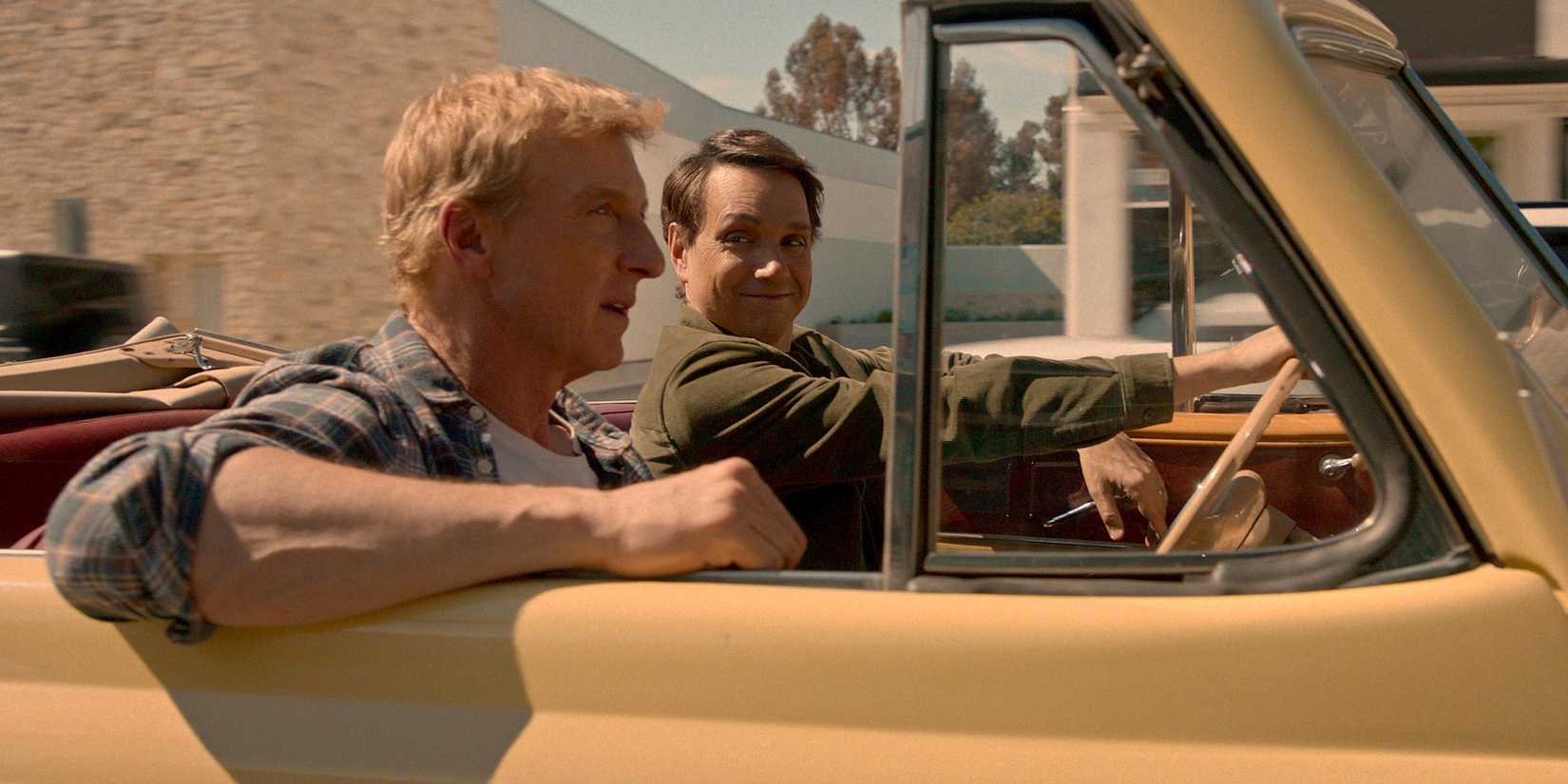 Daniel and Johnny riding in a car in Cobra Kai season 6