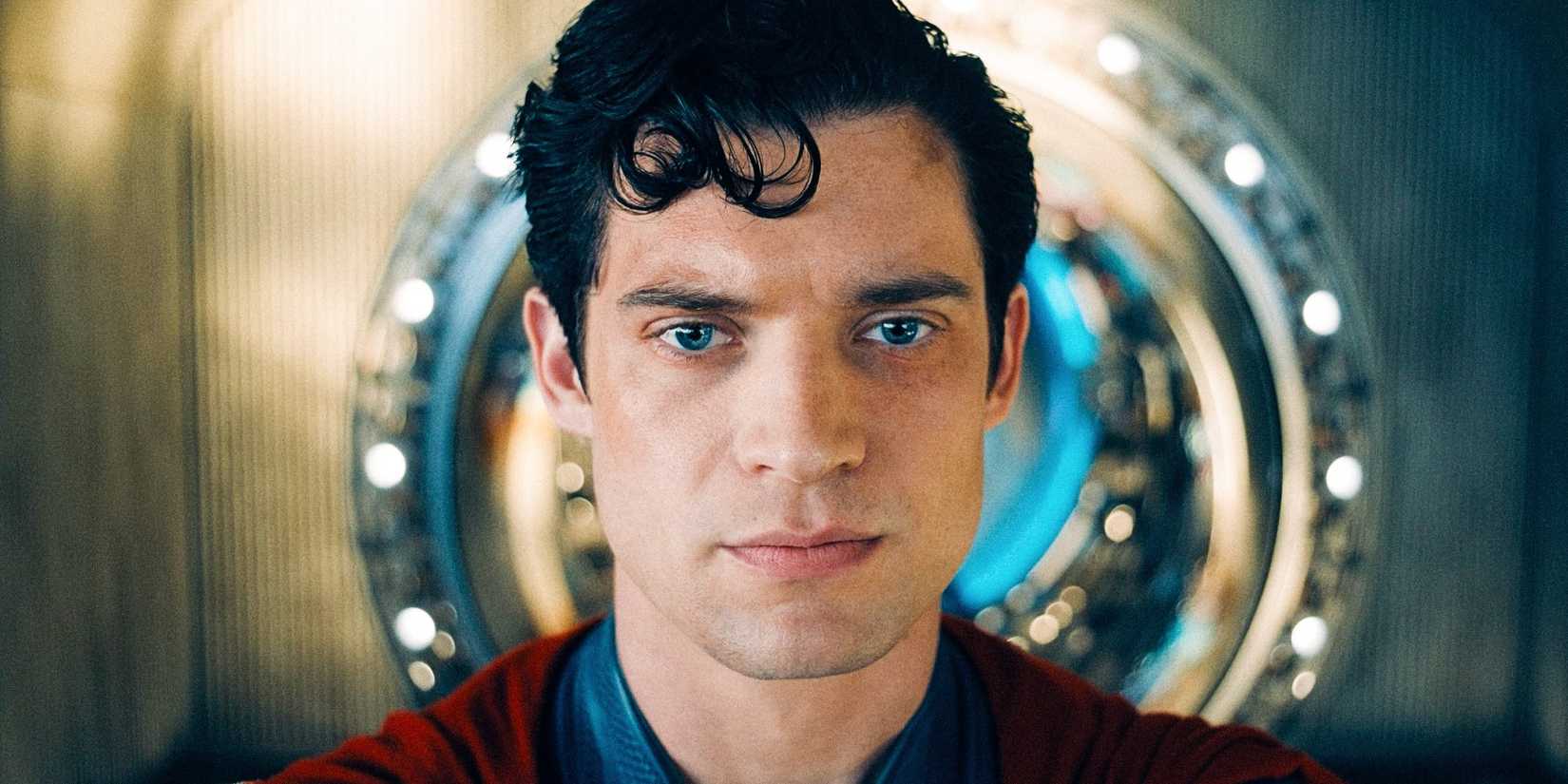 David Corenswet looking serious as Superman