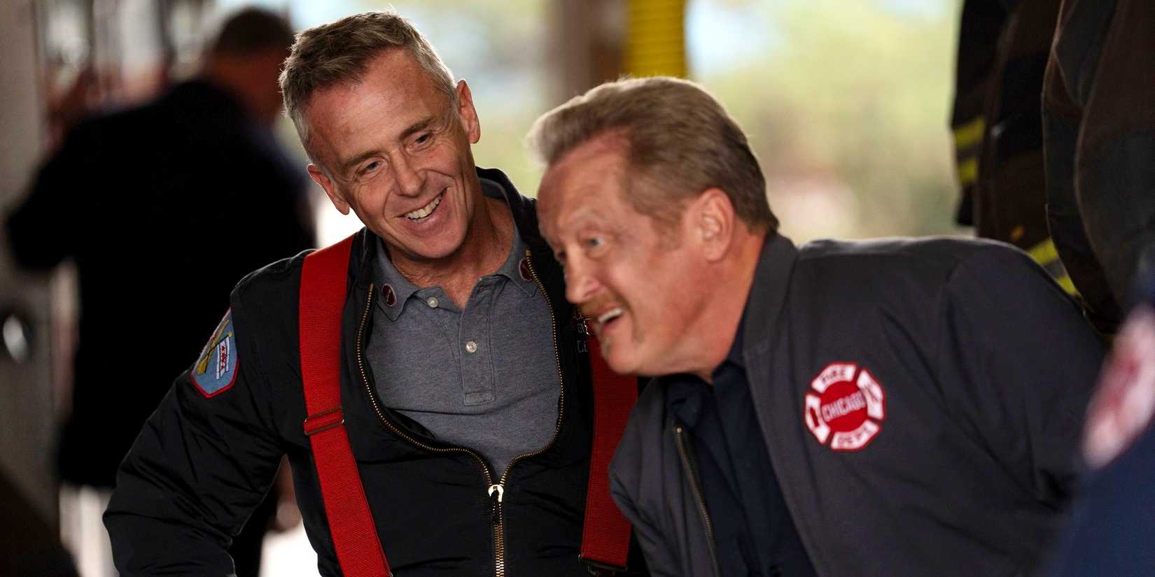 David Eigenberg as Herrmann and Christian Stolte as Mouch in Chicago Fire season 13