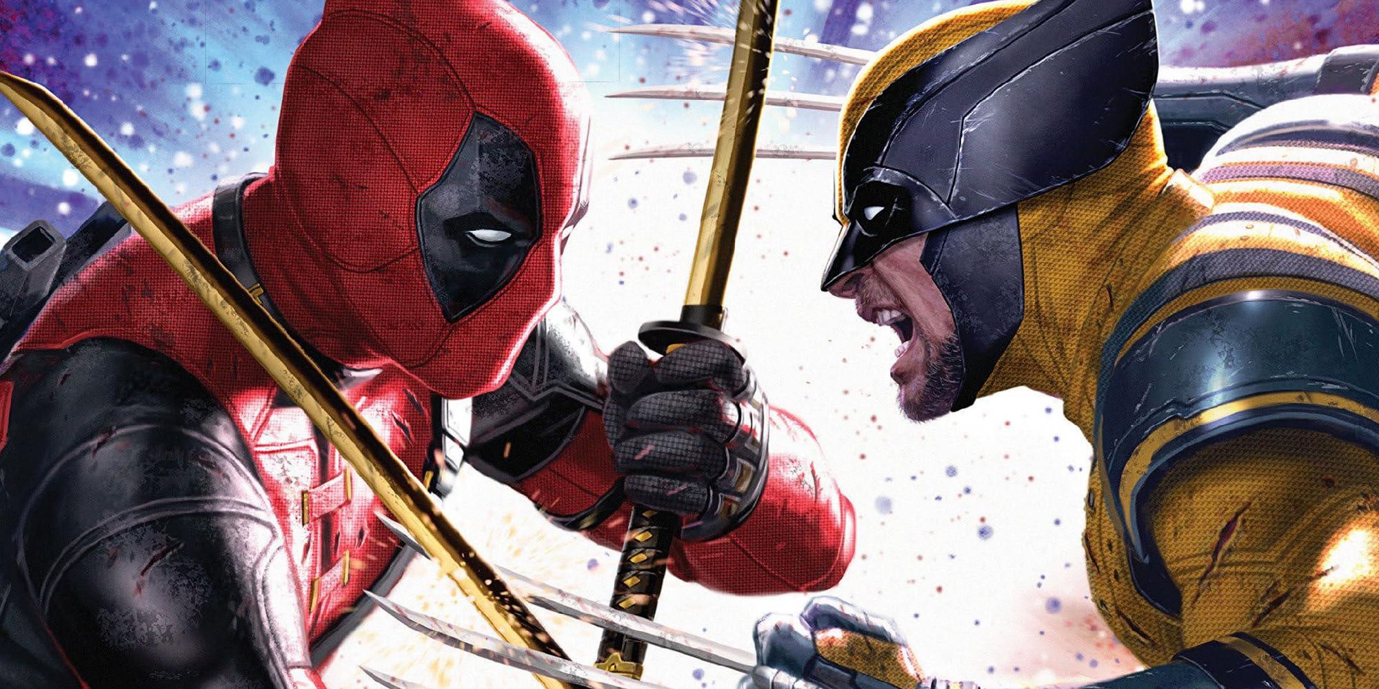 Deadpool e Wolverine em confronto na arte oficial da Marvel.
