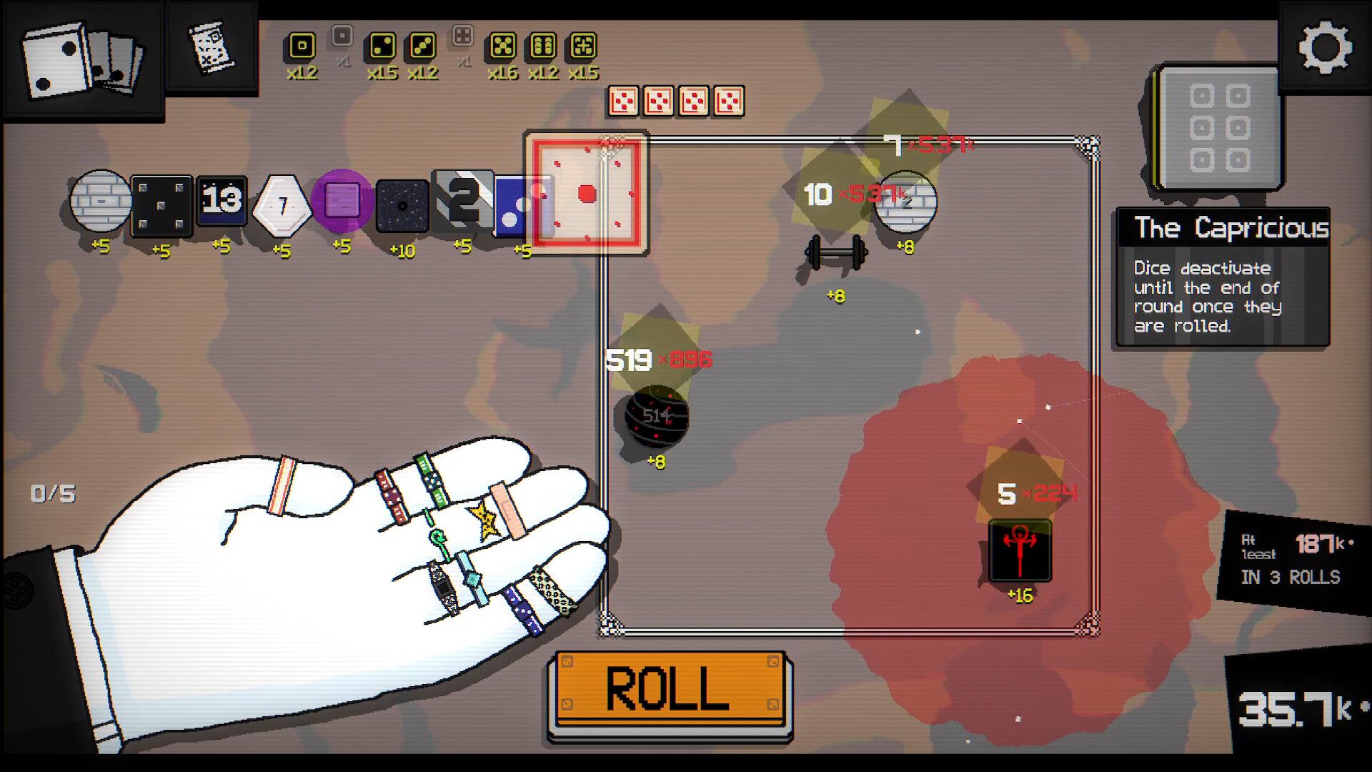 Gameplay di Dice A Million mostrando il lancio dei dadi