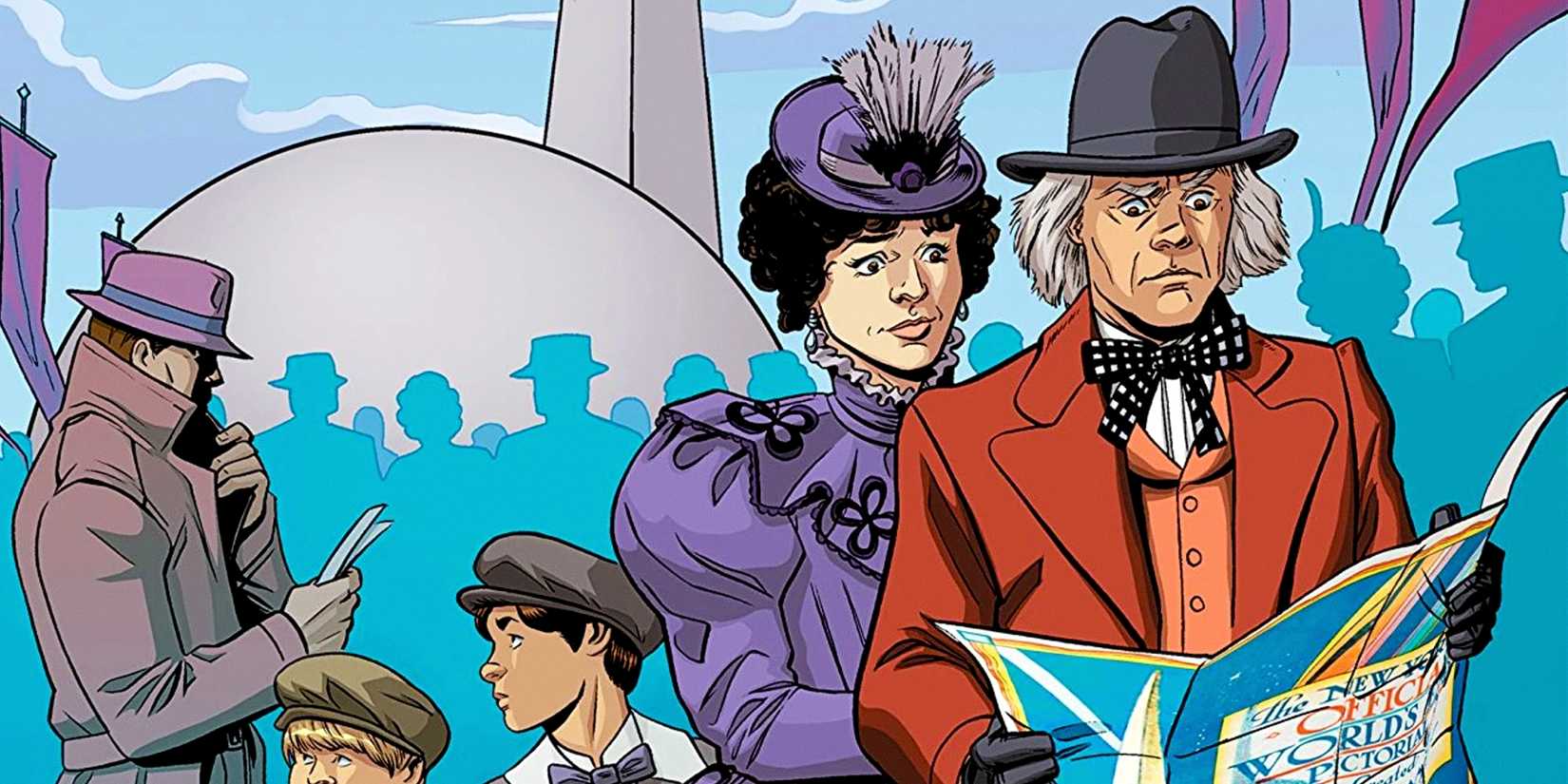 Doc Brown, Clara, Jules, and Verne prepare to time travel in IDW's Back to the Future Tales from the Time Train