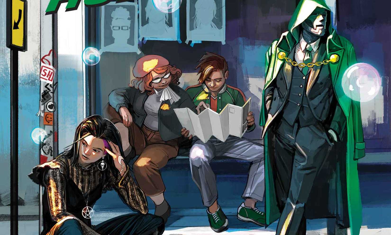 DOOMBOT WITH THE RUNAWAYS, LOOKING LIKE DOCTOR DOOM