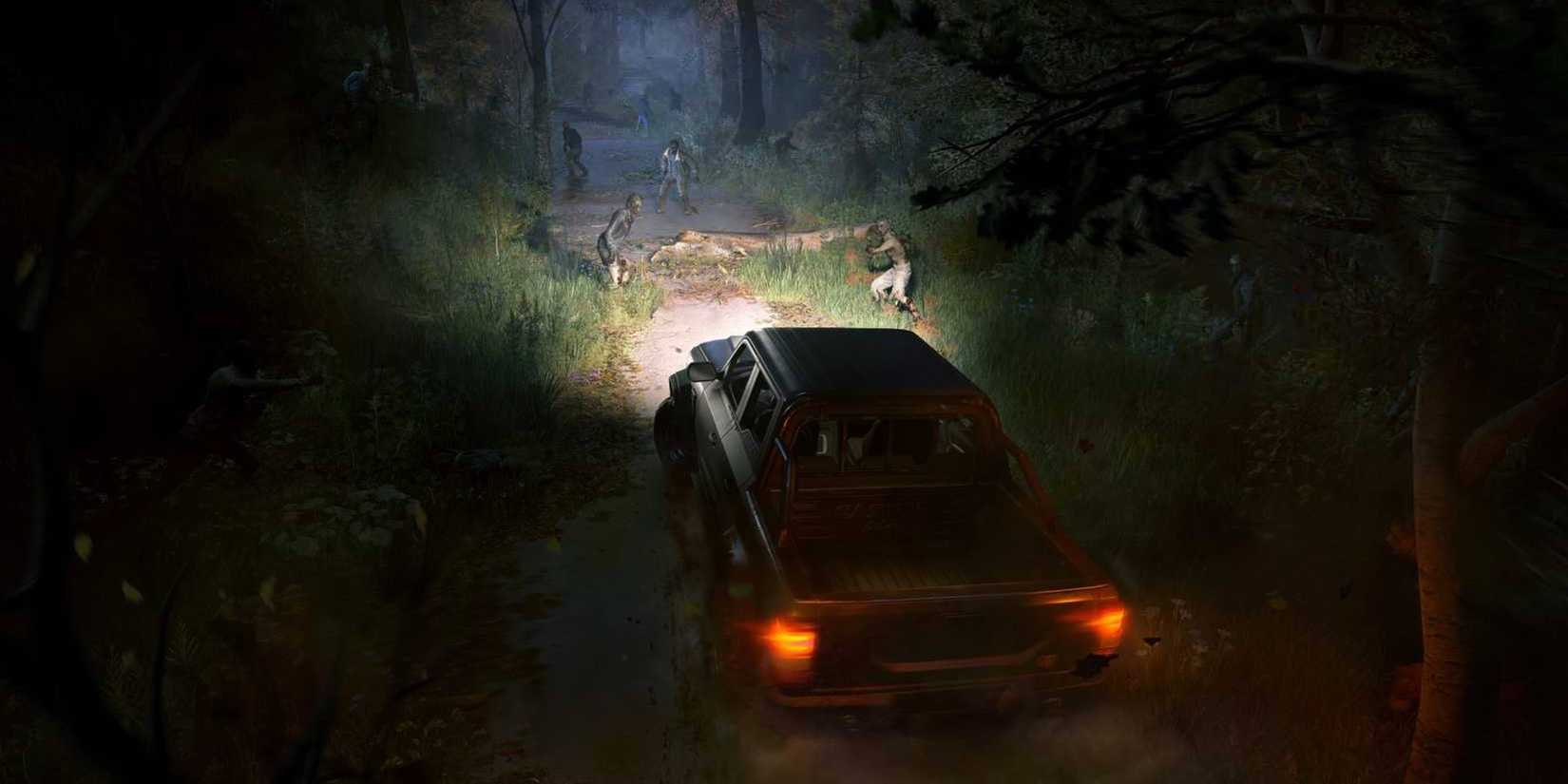 Dying Light: The Beast driving through a forest