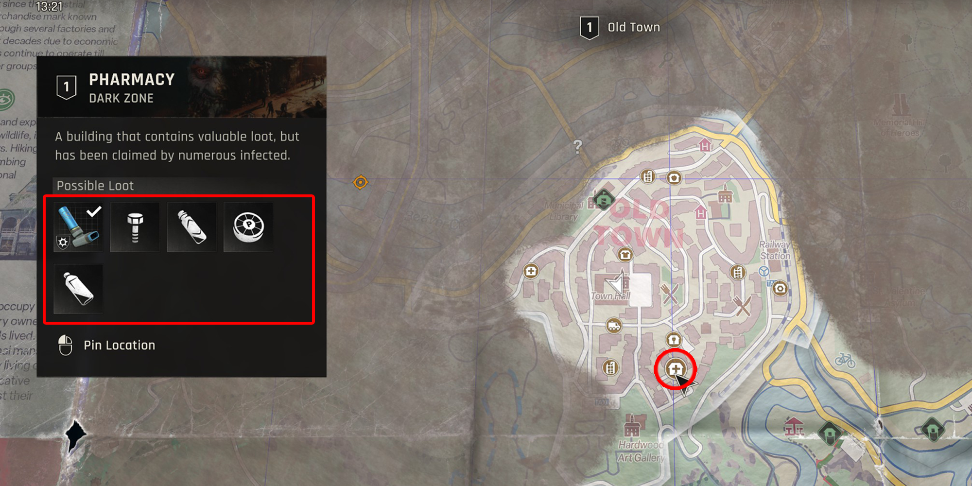 Localizzazione farmacia dark zone