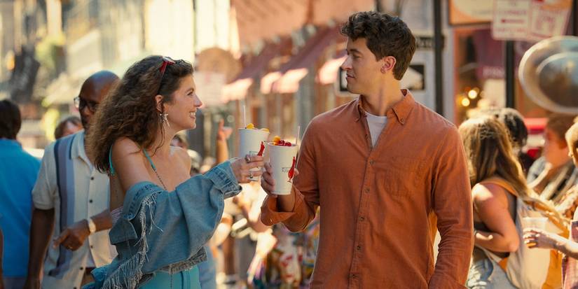 Emily Bader and Tom Blyth walking in People We Meet on Vacation