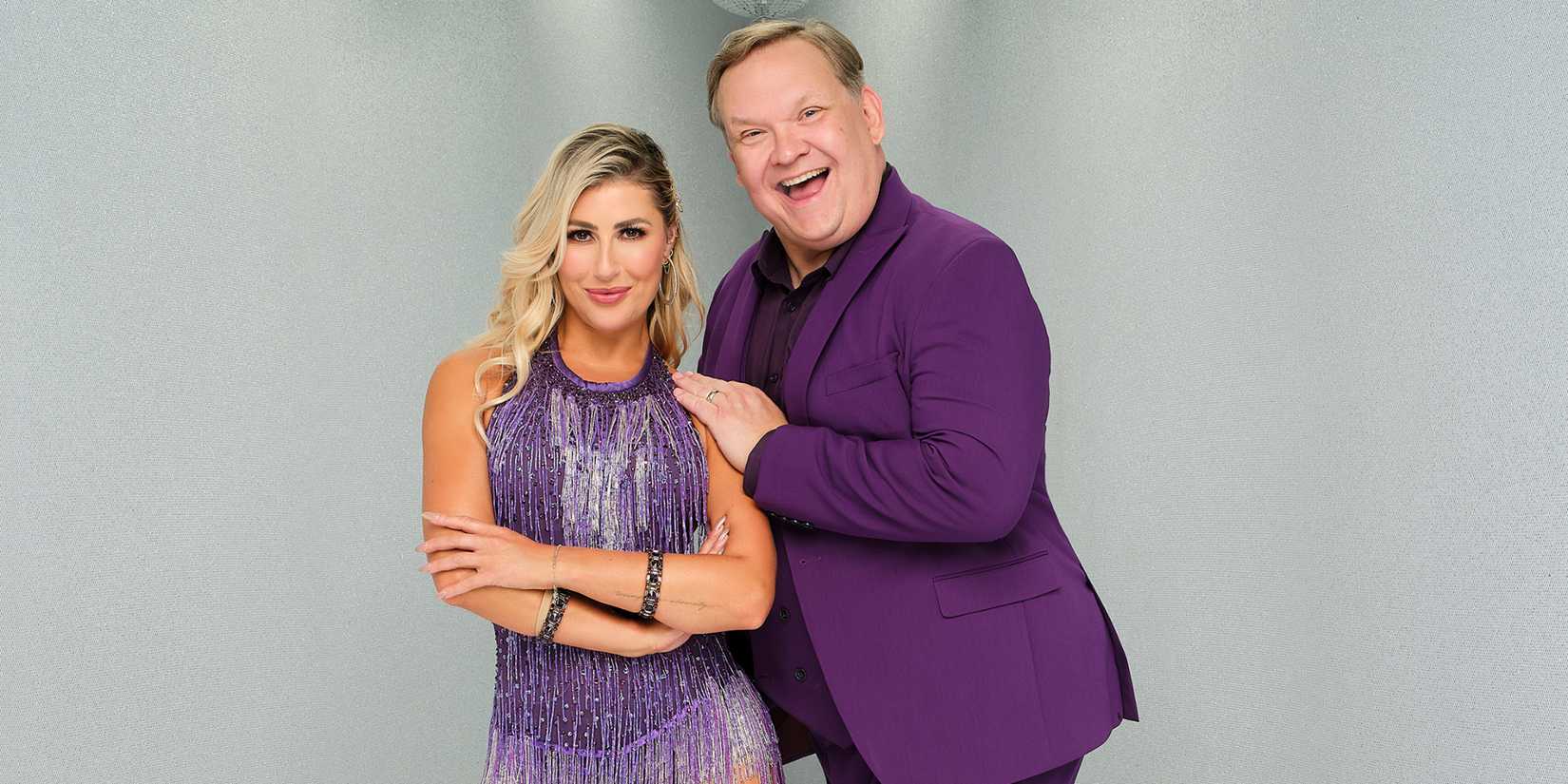 Emma Slater & Andy Richter in their Dancing With The Stars headshot.