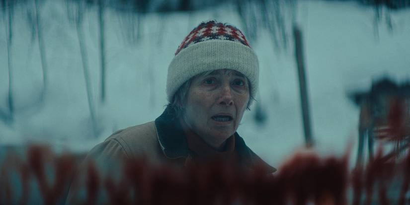 Emma Thompson looking upset in Dead of Winter