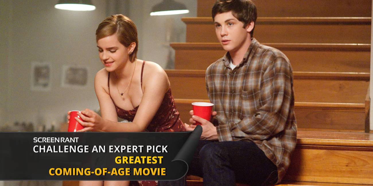 Emma Watson and Logan Lerman sitting on steps in The Perks of Being a Wallflower