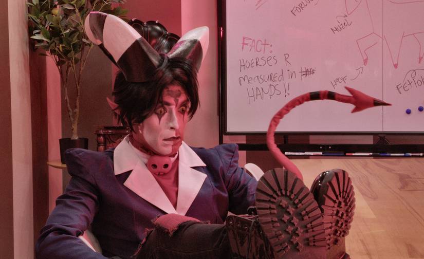 Brandon Rogers as live-action Blitzo looking shocked