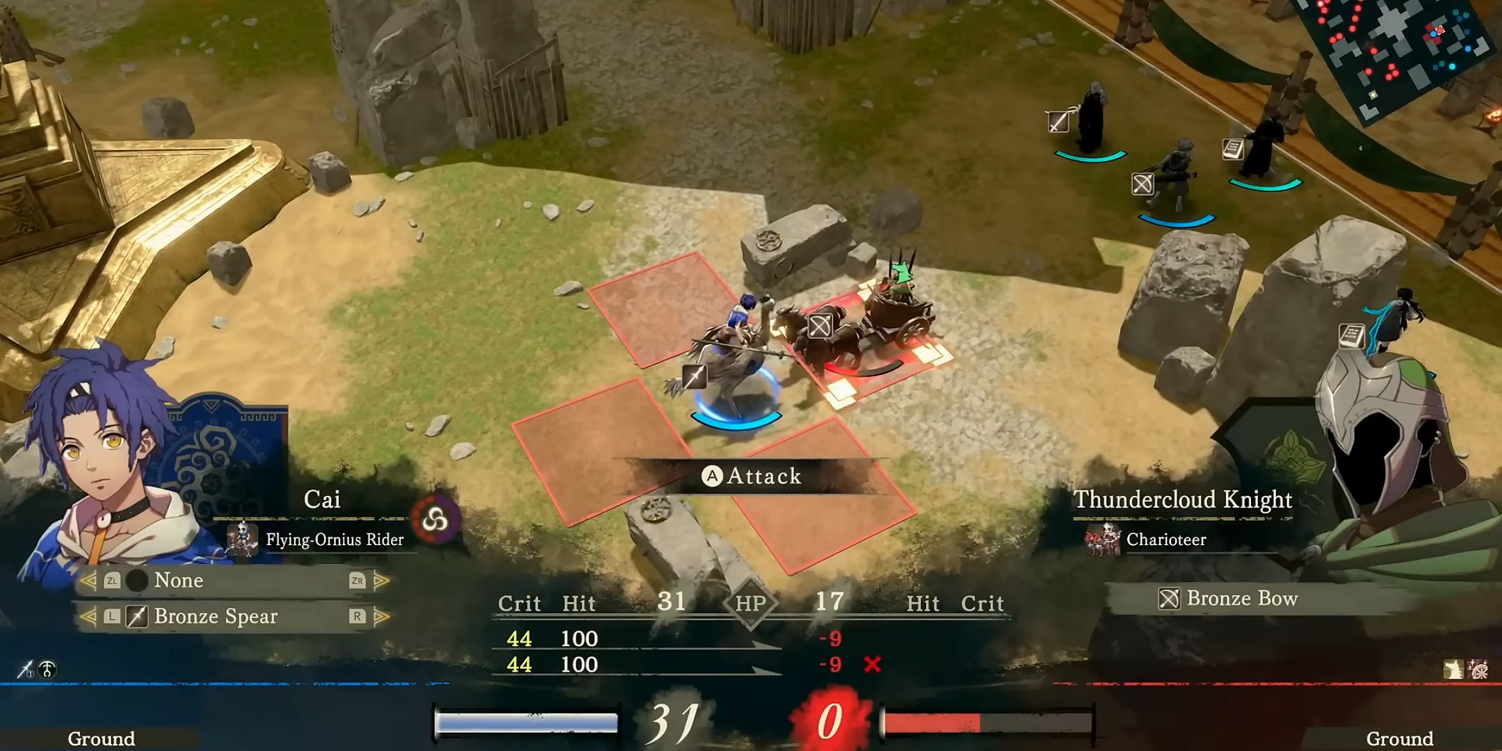 Scene di battaglia da Fire Emblem: Fortune's Weave