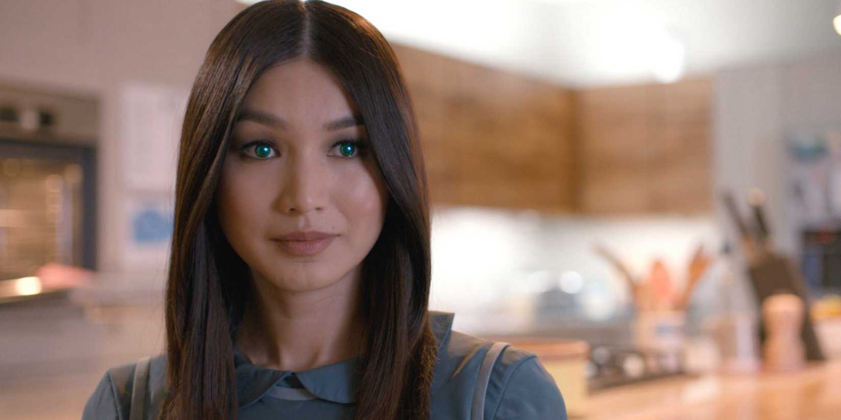 Gemma Chan as the synth Mia smiling in Humans