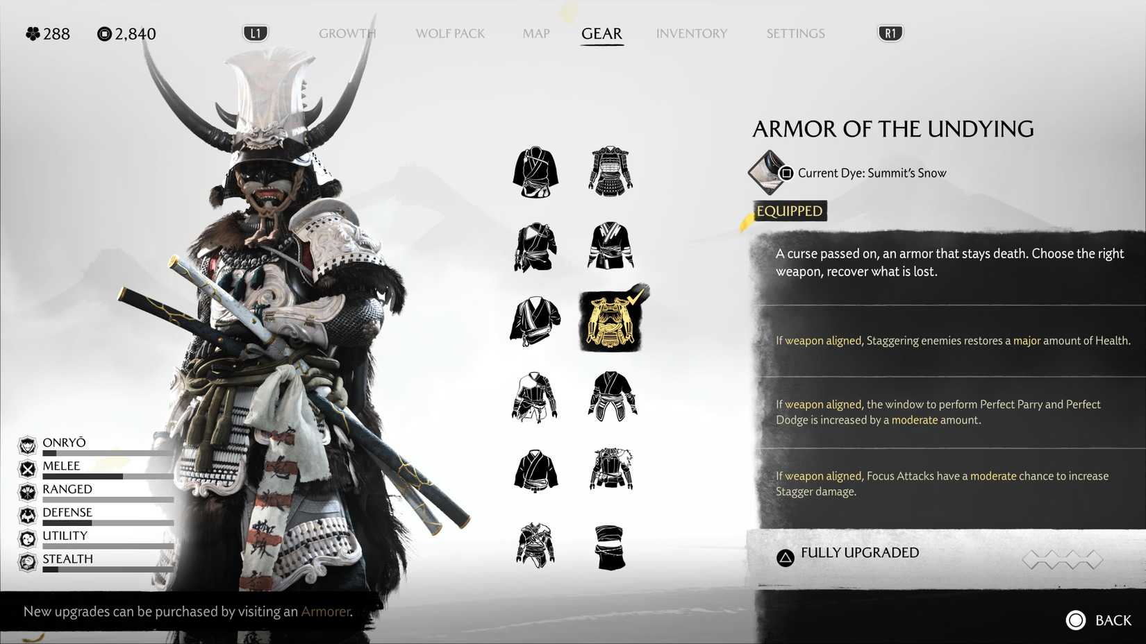 Atsu wearing the Armor of the Undying in Ghost of Yotei.
