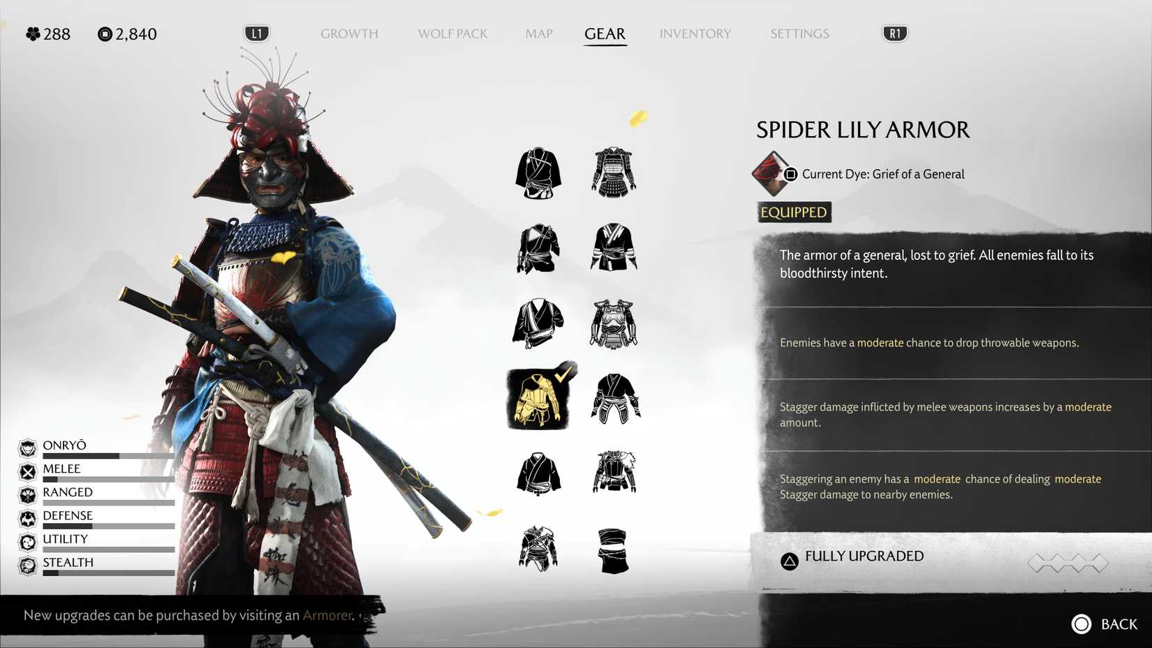 Atsu wearing the Spider Lily Armor in Ghost of Yotei.