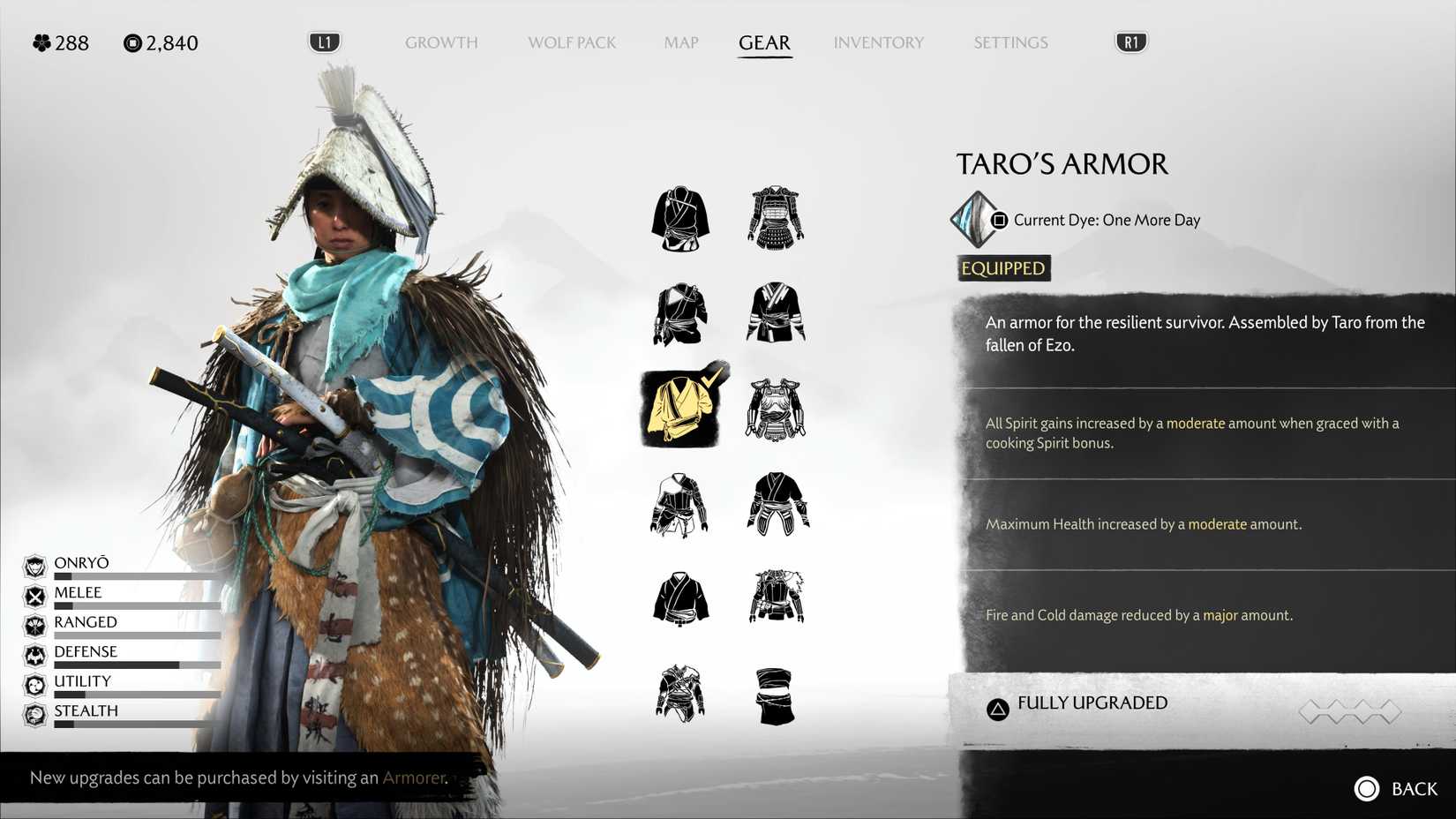 Atsu wearing Taro's Armor in Ghost of Yotei.