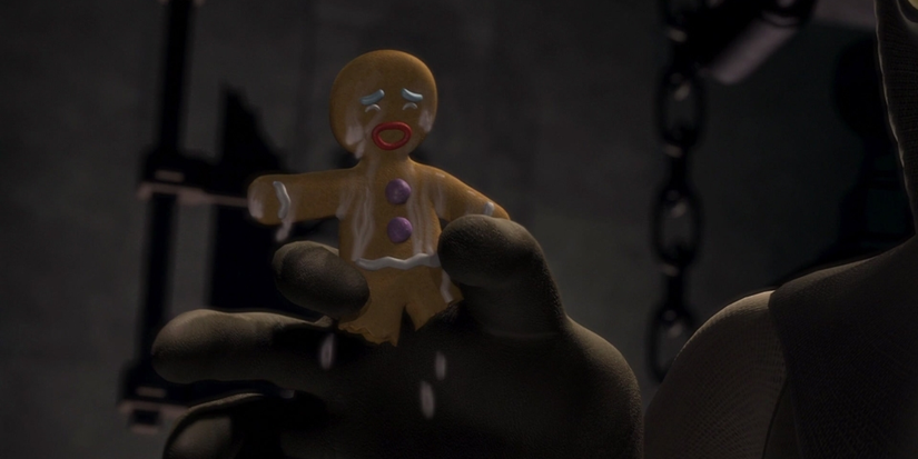 The Gingerbread Man is tortured in Shrek