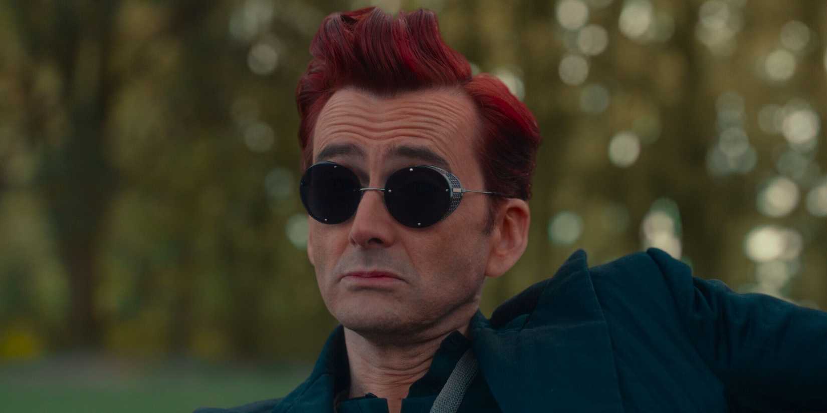 Crowley (David Tennant) looks imperturbable in good omens.