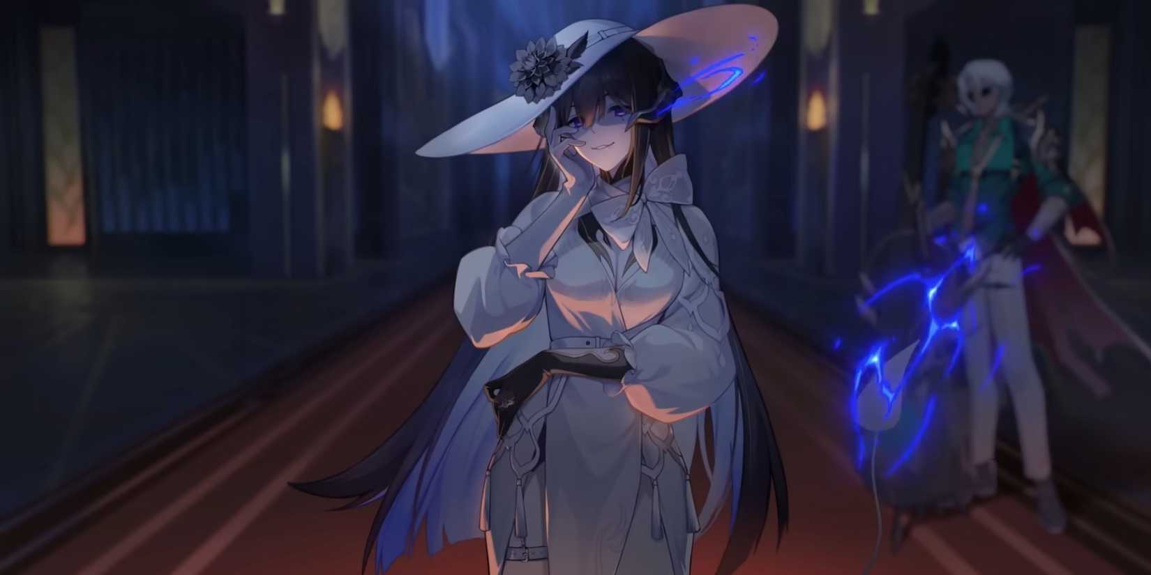 Honkai Star Rail's Constance poses, with Akash in the background.